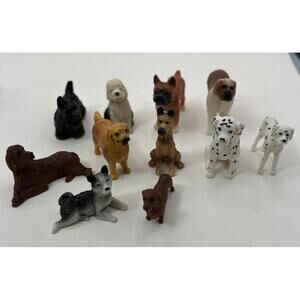 Safari Realistic Dog Figures Lot Of 12 Breeds 1” Mini Dalmation Boxer Dachshund